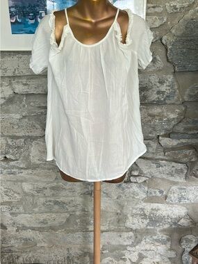 Off white Cold-Shoulder Short Sleeve Blouse